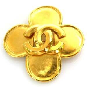 CHANEL Gold Logo Brooch
